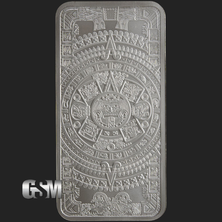 10 oz Aztec Calendar Silver Bullion Bar .999 Fine
